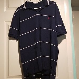 Navy Blue Striped Ralph Lauren Polo Shirt